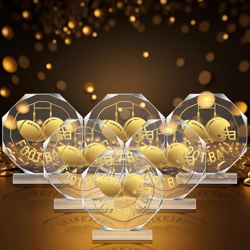 Anglechic 6 Pack Sports Trophy Acrylic Award Medals 4.72 x 4.72 Inch Sports Contest Trophies Bulk Plaques Team Prize Gift Trophies for Competition - Image 5